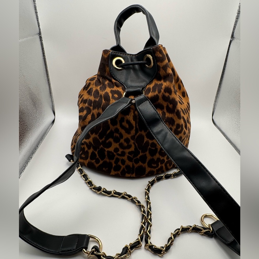 Leopard Print Drawstring Backpack - image 3